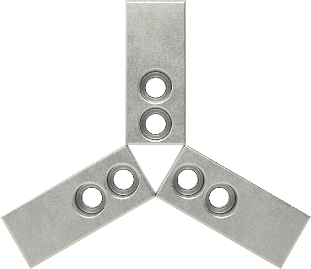 3 Parça İşlenebilir Torna Mandreni Üst Çene Seti, Kare, Tırtıklı, 6" Çaplı Mandren için, 1-1/2" Yükseklik, Çelik