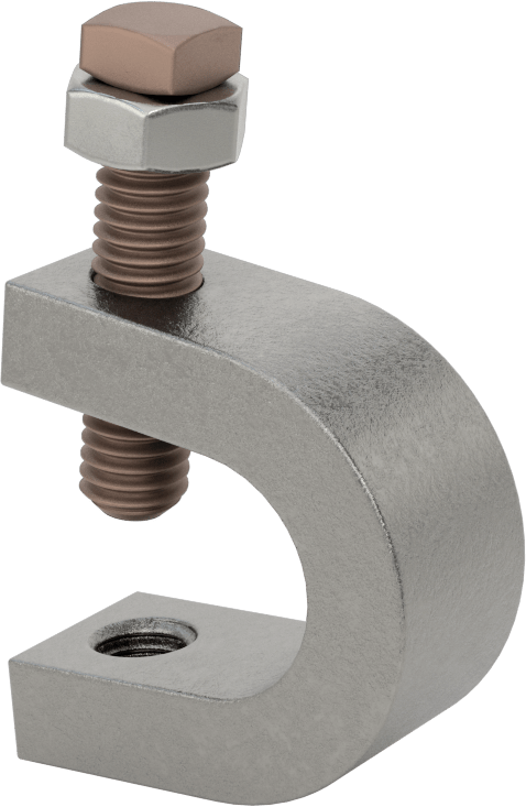 Dişli Çubuk için Kiriş Kelepçesi, Alttan Montaj, Çelik, 3/8“-16 Çubuk Boyutu ve 7/8” Kiriş Kalınlığı için