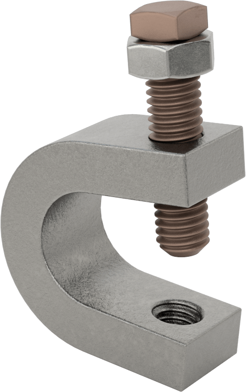 Dişli Çubuk için Kiriş Kelepçesi, Alttan Montaj, Çelik, 3/8“-16 Çubuk Boyutu ve 7/8” Kiriş Kalınlığı için