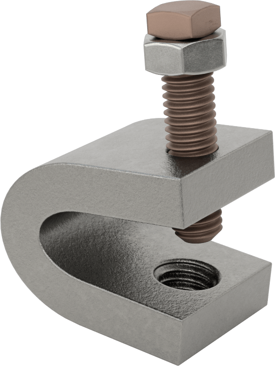 Dişli Çubuk için Kiriş Kelepçesi, Alttan Montaj, Çelik, 1/2“-13 Çubuk Boyutu ve 5/8” Kiriş Kalınlığı için