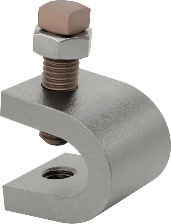 Dişli Çubuk için Kiriş Kelepçesi, Alttan Montaj, Çelik, 1/2“-13 Çubuk Boyutu ve 7/8” Kiriş Kalınlığı için