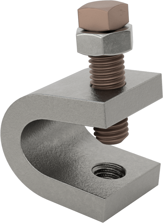 Dişli Çubuk için Kiriş Kelepçesi, Alttan Montaj, Çelik, 1/2“-13 Çubuk Boyutu ve 7/8” Kiriş Kalınlığı için