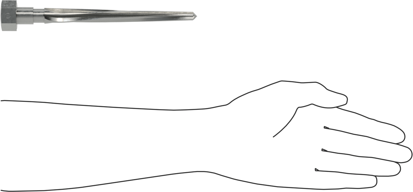 Delik Hizalama için Altıgen Şaftlı Rayba, 6-1/8" Uzunlukta Spiral Yiv, 0,6250“ x 0,3438” Rayba Çapı