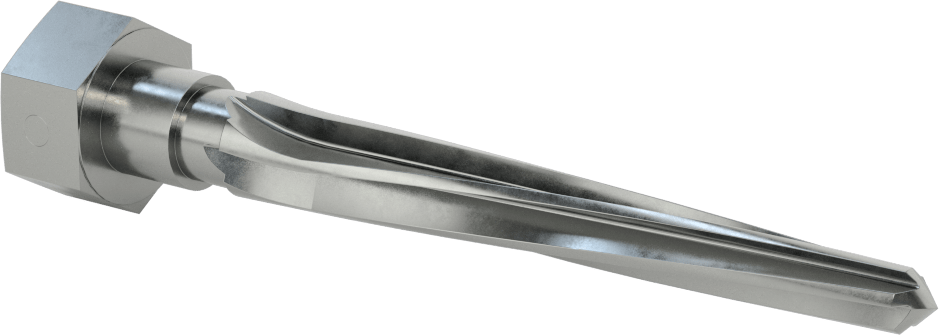 Delik Hizalama için Altıgen Şaftlı Rayba, 4-1/2" Uzunlukta Spiral Yiv, 0,6250“ x 0,3438” Rayba Çapı