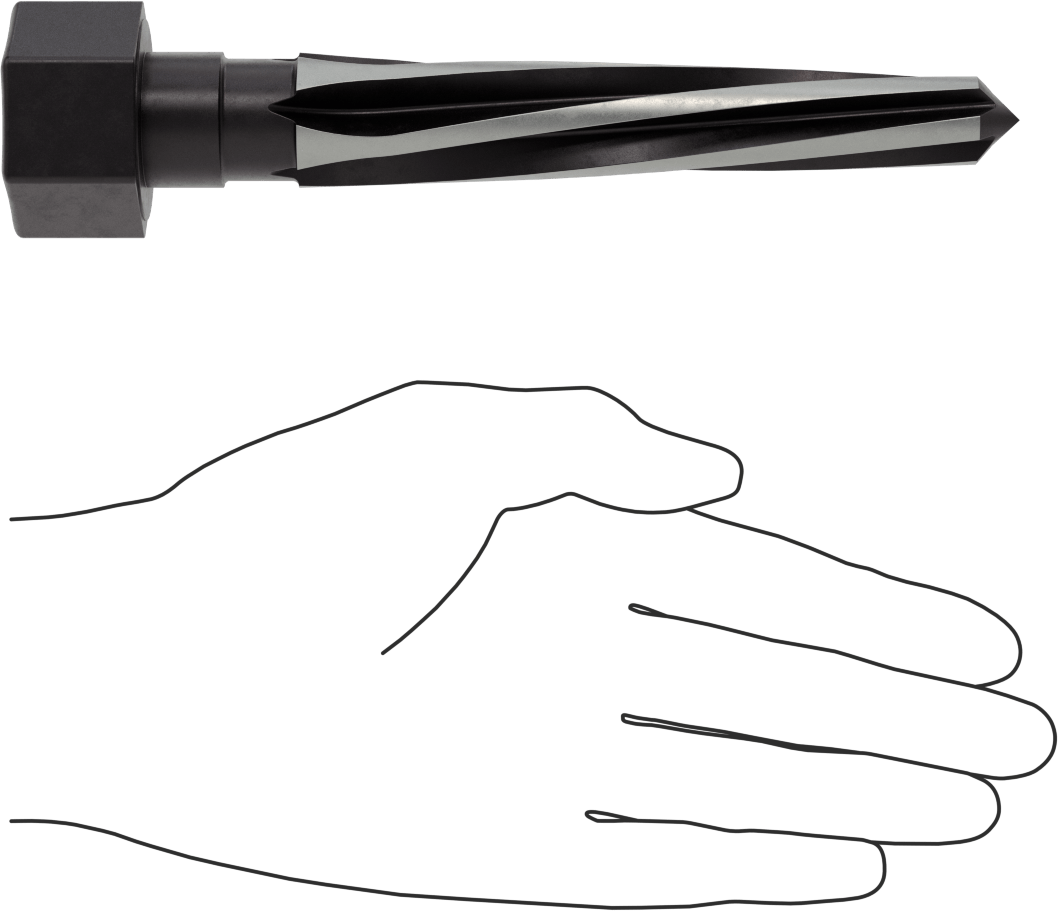 Delik Hizalama için Altıgen Şaftlı Rayba, 5" Uzun Heliks Yiv, 0,9375“ x 0,5938” Rayba Çapı