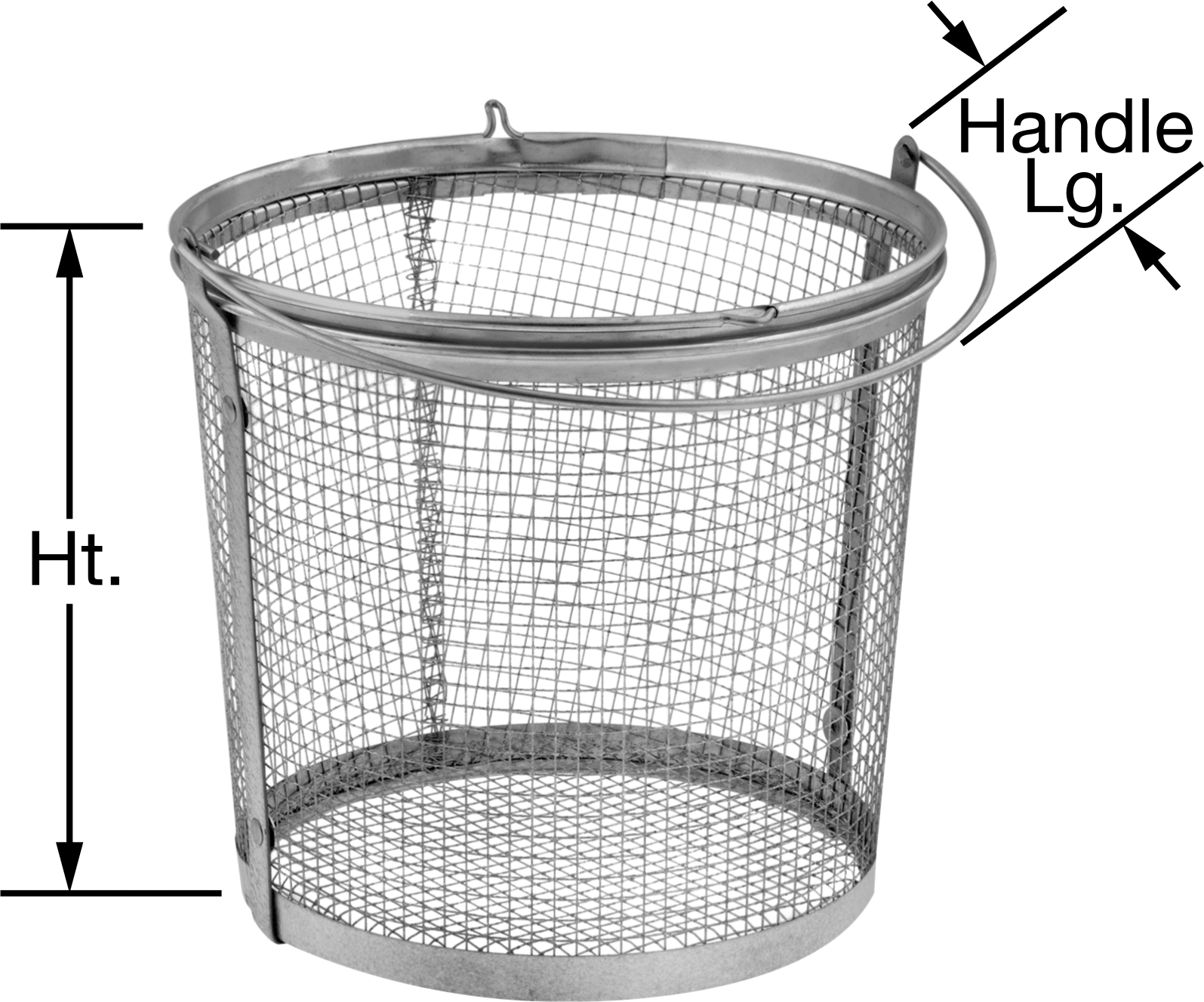 Yuvarlak Parça Sepeti, Çelik, Salıncak Kolu ile Konik, 9" Çap