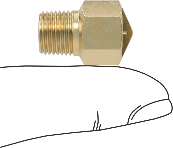 Yüksek Darbe Dayanımlı Saptırmalı Düz Püskürtme Nozulu, Pirinç, 1/8 NPT Erkek, 0.07 gpm @ 20 PSI