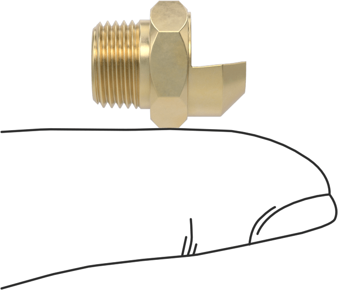 Yüksek Darbe Dayanımlı Saptırmalı Düz Püskürtme Nozulu, Pirinç, 1/8 NPT Erkek, 0.2 gpm @ 20 PSI