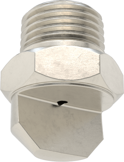 Yüksek Darbe Dayanımlı Saptırmalı Düz Püskürtme Nozulu, 303 Paslanmaz Çelik, 1/8 NPT Erkek, 0.2 gpm @ 20 PSI