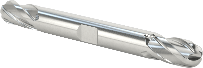 İki Freze Uçlu Kobalt Çelik Küresel Uçlu Freze, 4 Kanallı, 3/8" Freze Çapı, 3-1/2" Toplam Uzunluk
