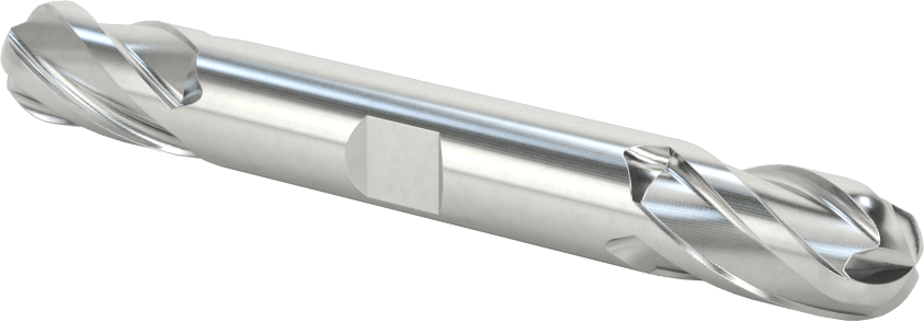İki Freze Uçlu Kobalt Çelik Küresel Uçlu Freze, 4 Kanallı, 1/2" Freze Çapı, 4-1/8" Toplam Uzunluk