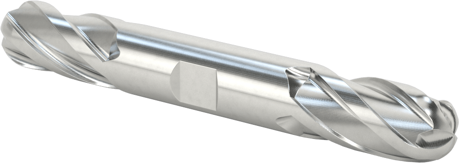İki Freze Uçlu Kobalt Çelik Küresel Uçlu Freze, 4 Kanallı, 3/4" Freze Çapı, 5-5/8" Toplam Uzunluk