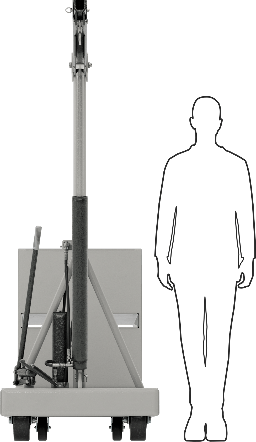 Yakın Kaldırma Hidrolik Vinç, 52 inç-91 inç Uzun Kol, 2000 lb. Geri Çekilmiş Kapasite, Fenolik Tekerlek