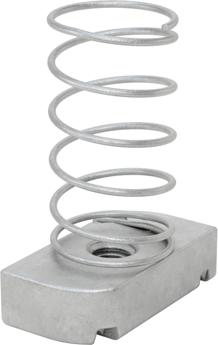 Strut Kanal Somunu, Yaylı, 1-5/8" Kanal için, Galvanizli Çelik, 5/16"-18 Diş