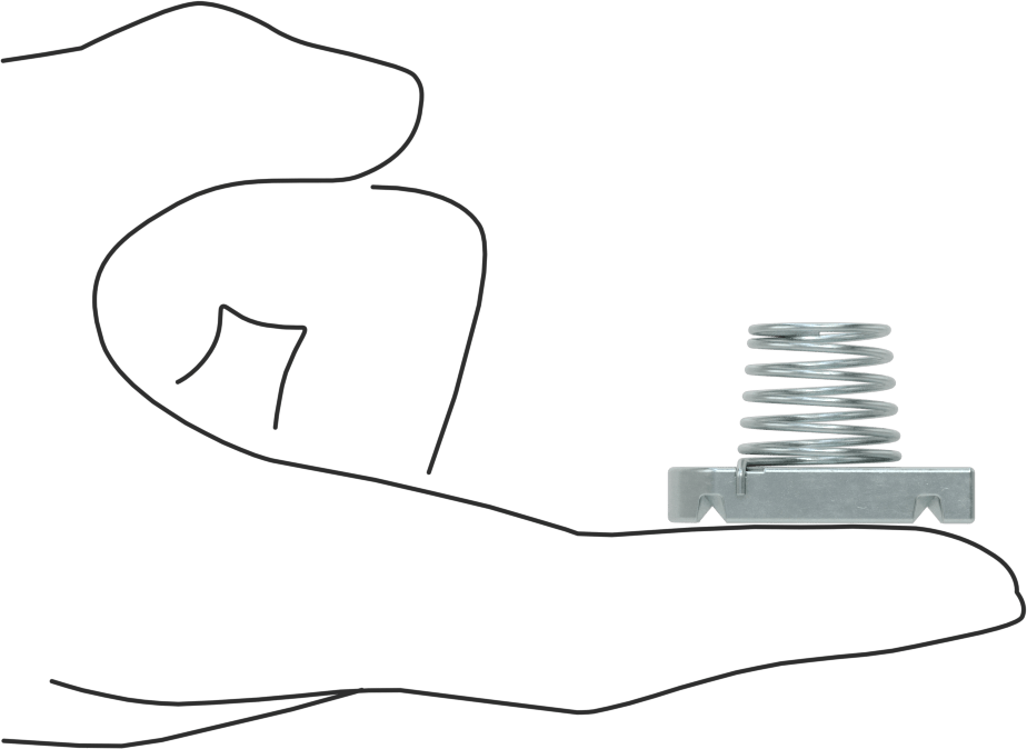 Strut Kanal Somunu, Yaylı, 13/16" Kanal için, Çinko Kaplı Çelik, 10-32 Diş