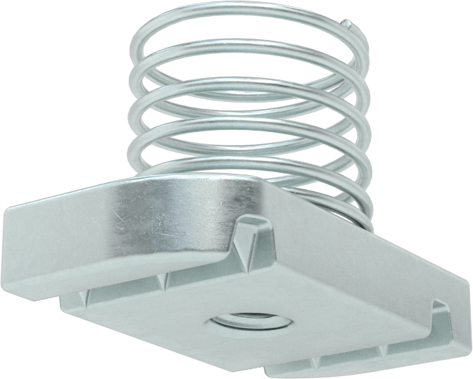 Strut Kanal Somunu, Yaylı, 13/16" Kanal için, Galvanizli Çelik, 1/4"-20 Diş