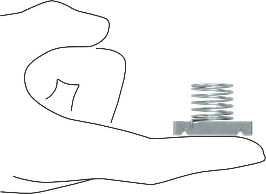 Strut Kanal Somunu, Yaylı, 13/16" Kanal için, Galvanizli Çelik, 1/4"-20 Diş