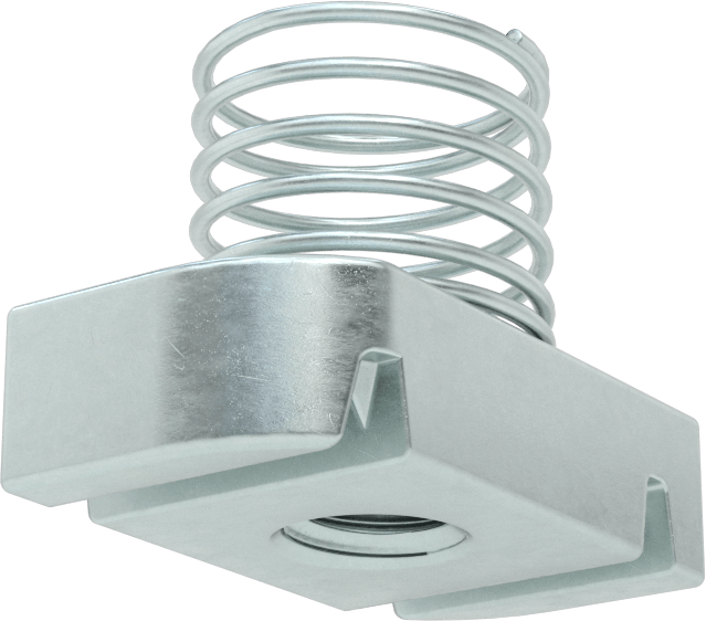 Strut Kanal Somunu, Yaylı, 13/16" Kanal için, Galvanizli Çelik, 3/8"-16 Diş