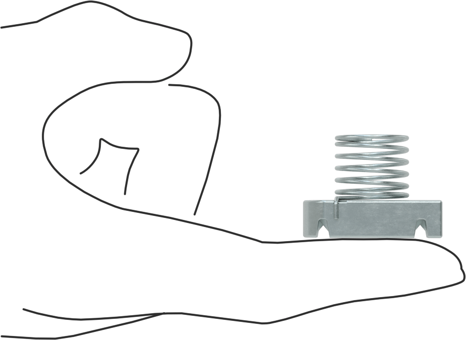 Strut Kanal Somunu, Yaylı, 13/16" Kanal için, Galvanizli Çelik, 3/8"-16 Diş