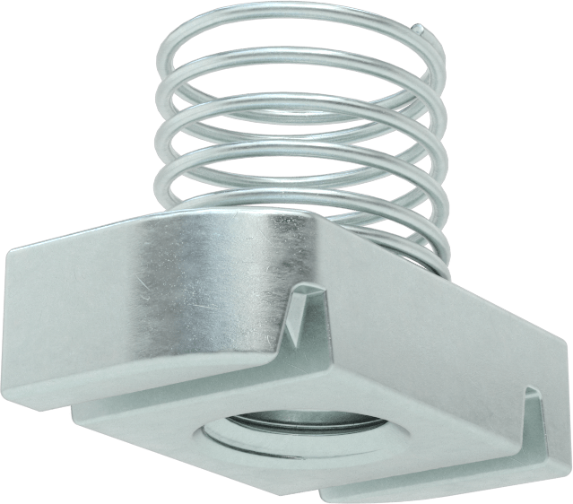 Strut Kanal Somunu, Yaylı, 13/16" Kanal için, Galvanizli Çelik, 1/2"-13 Diş
