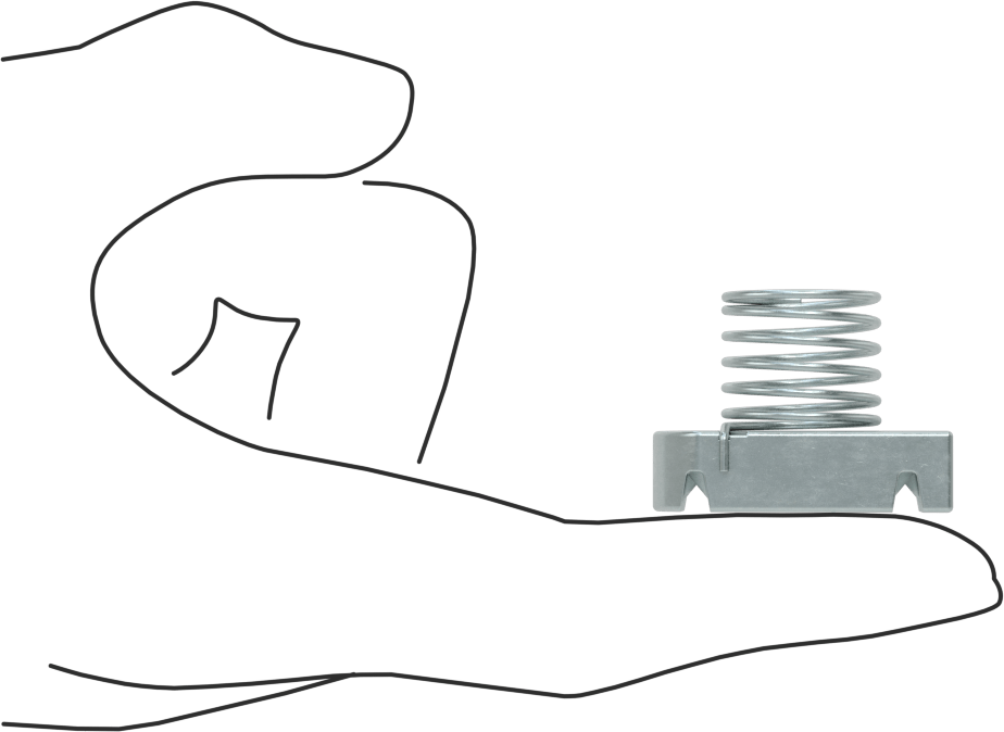 Strut Kanal Somunu, Yaylı, 13/16" Kanal için, Galvanizli Çelik, 1/2"-13 Diş