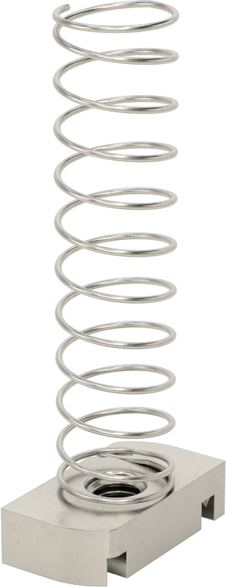 Strut Kanal Somunu, Yaylı, 2-7/16“ ve 3-1/4” Yüksek Kanal, Paslanmaz Çelik, 3/8"-16 Diş