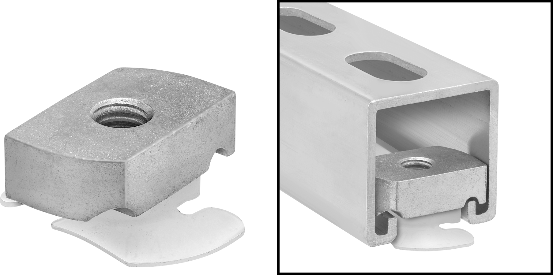 Strut Kanal Somunu, Kolay Konumlandırma, 1/4"-20 Diş Boyutu