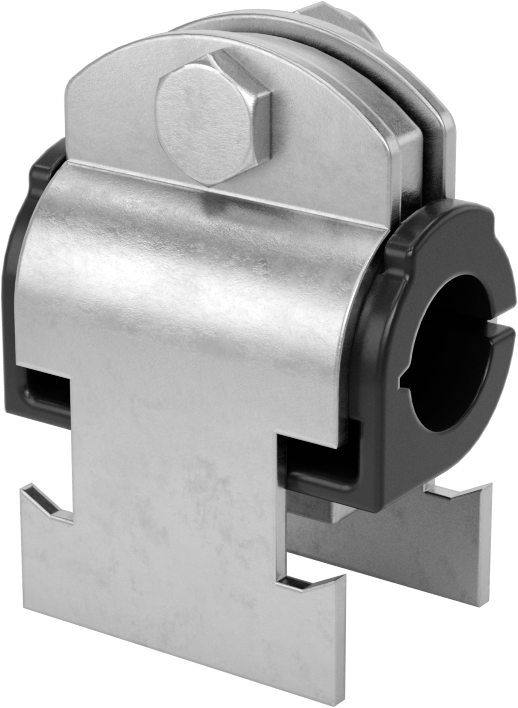 Strut Montajlı Titreşim Sönümleyici Yönlendirme Kelepçesi, TPE Kauçuk Yastıklı, 304 Paslanmaz Çelik, 1/2" ID