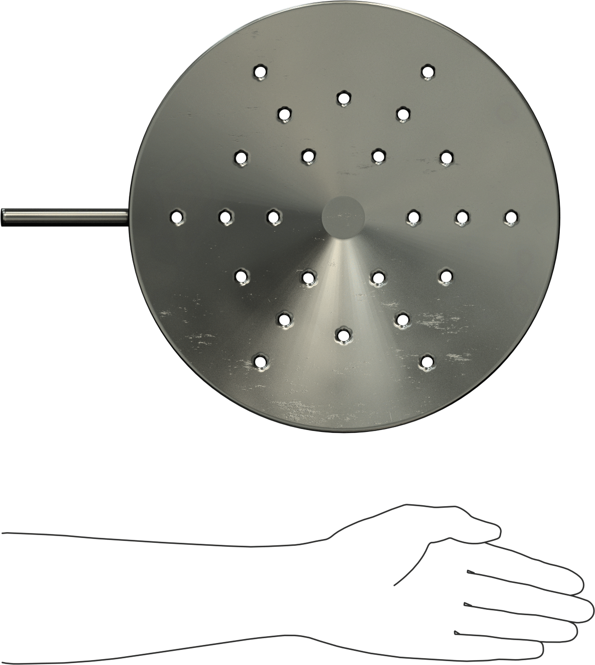 Kısa Saplı Skimmer, Çelik, 12“ Çap x 1-1/4” Derinlikte Kase