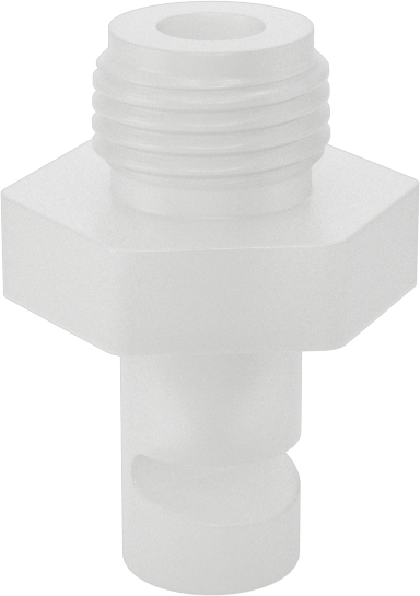 PFA Plastik Düz Püskürtme Nozulu, Ekstra Geniş Saptırmalı, 1/8 NPT Erkek, 0,3 gpm 20 PSI'da