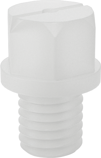 PFA Plastik Düz Püskürtme Nozulu, 1/4"-28 Diş, 0,3 gpm 20 PSI'da, 104 Derece Püskürtme Açısı