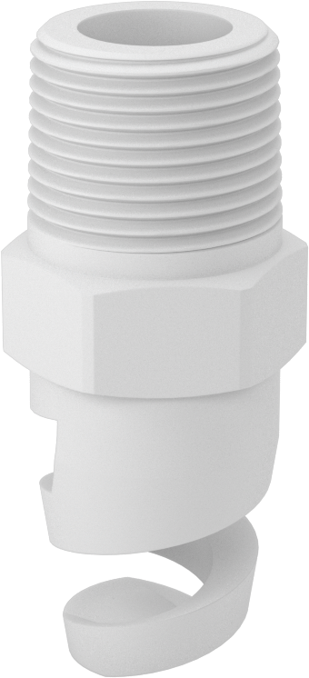 Yüksek Hacimli Tıkanmaya Dayanıklı Püskürtme Memesi, İçi Boş Konik, PTFE, 3/4 NPT, 1/2" Delik Çapı, 120 Derece
