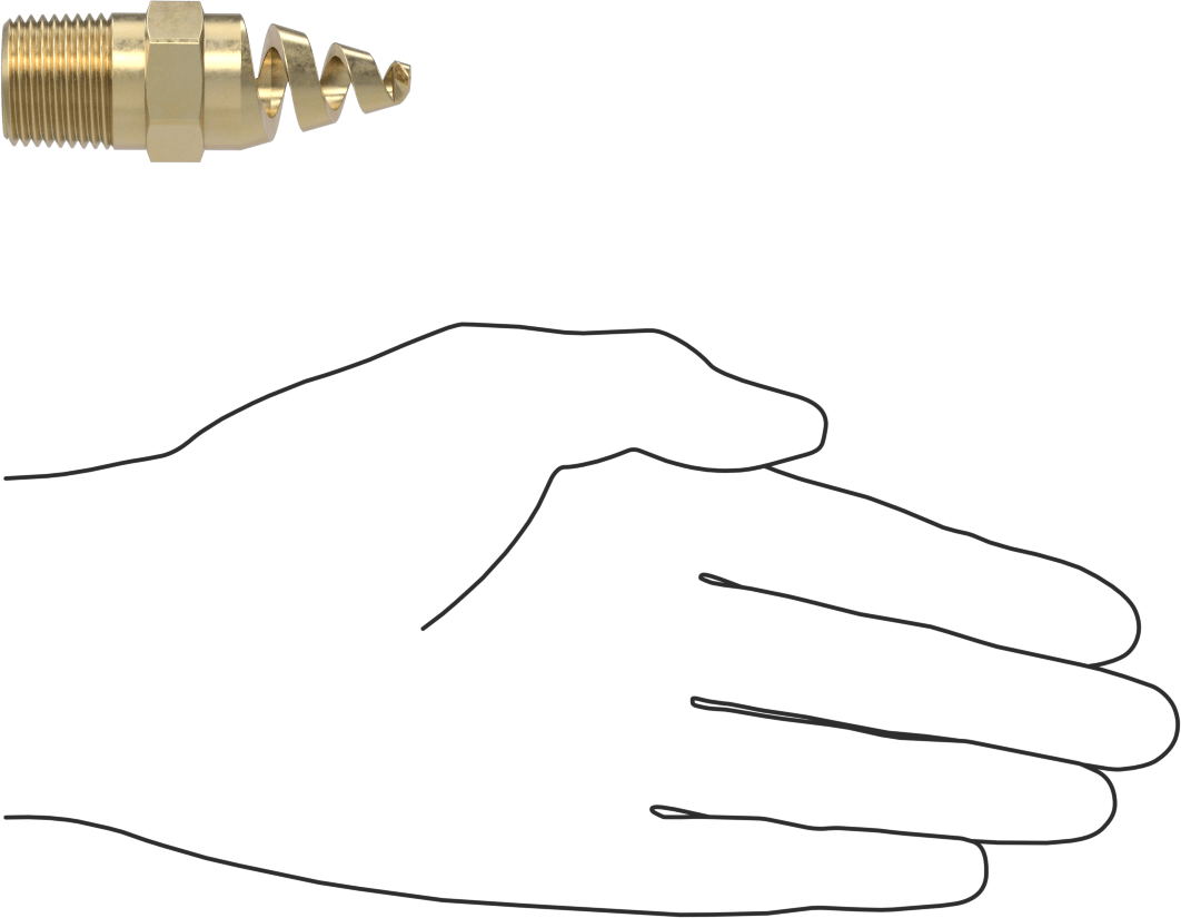 Yüksek Hacimli Tıkanmaya Dayanıklı Püskürtme Memesi, İçi Boş Konik, Pirinç, 1/2 NPT, 0,44" Delik Çapı, 120 Derece