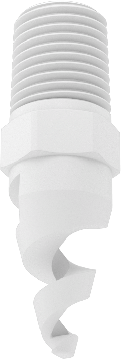 Yüksek Hacimli Tıkanmaya Dayanıklı Püskürtme Memesi, Tam Koni, PTFE, 1/4 NPT Erkek, 0,09 inç Delik, 90 Derece