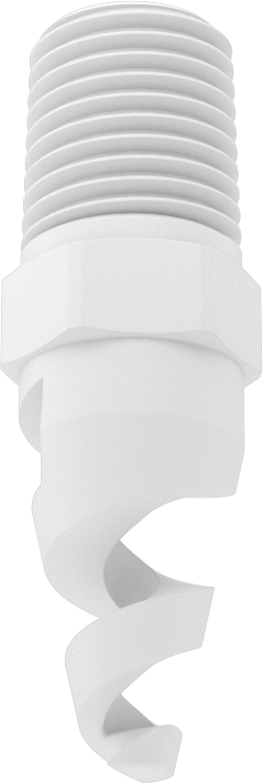Yüksek Hacimli Tıkanmaya Dayanıklı Püskürtme Memesi, Tam Koni, PTFE, 1/4 NPT Erkek, 0,13 inç Delik, 90 Derece