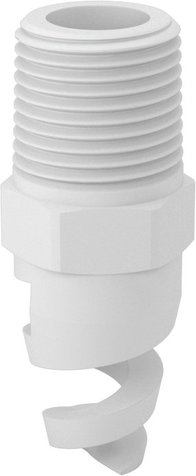 Yüksek Hacimli Tıkanmaya Dayanıklı Püskürtme Memesi, İçi Boş Konik, PTFE, 3/8 NPT, 1/4" Delik Çapı, 50 Derece