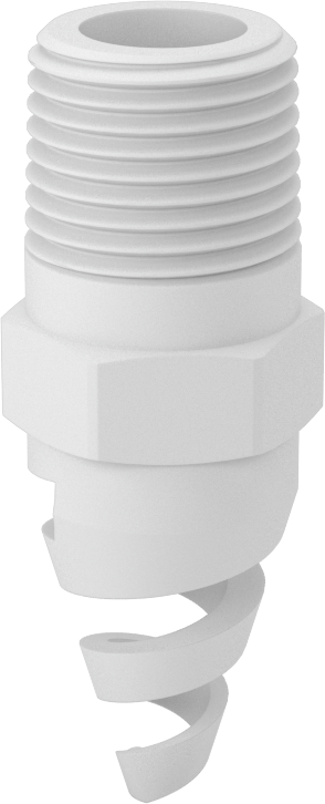 Yüksek Hacimli Tıkanmaya Dayanıklı Püskürtme Memesi, İçi Boş Konik, PTFE, 1/2 NPT, 0,44" Delik Çapı, 50 Derece