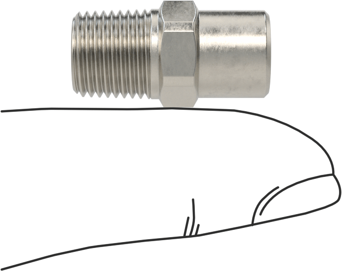 Tam Konili Püskürtme Nozulu, 303 Paslanmaz Çelik, 1/8 NPT Erkek, 0,1 gpm 20 PSI'da, 90 Derece Açı