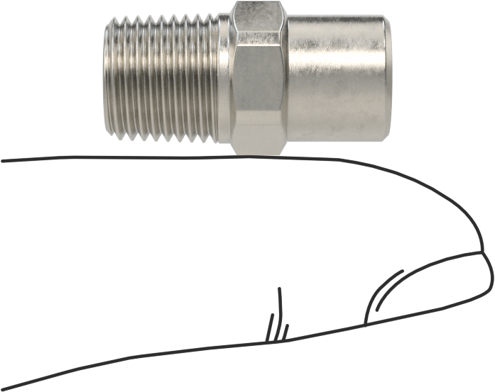 Tam Konili Püskürtme Nozulu, 303 Paslanmaz Çelik, 1/8 NPT Erkek, 0,3 gpm 20 PSI'da, 90 Derece Açı