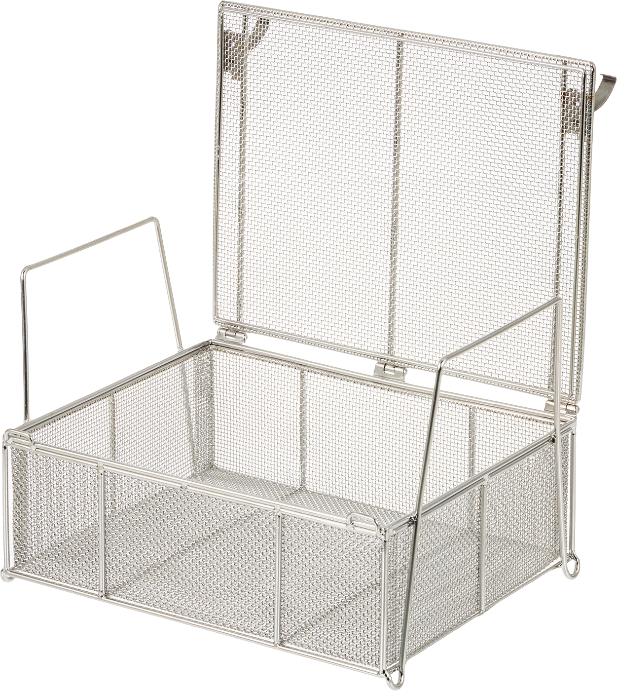 Paslanmaz Çelik Tel Dikdörtgen Parça Sepeti, Kapalı, 9“ Uzunluk x 7” Genişlik x 3" Yükseklik, 12 x 12 Göz Boyutu