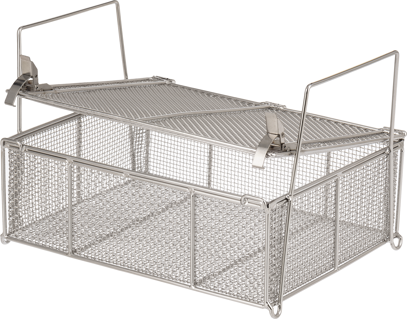Paslanmaz Çelik Tel Dikdörtgen Parça Sepeti, Kapalı, 9“ Uzunluk x 7” Genişlik x 3" Yükseklik, 8 x 8 Örgü Boyutu