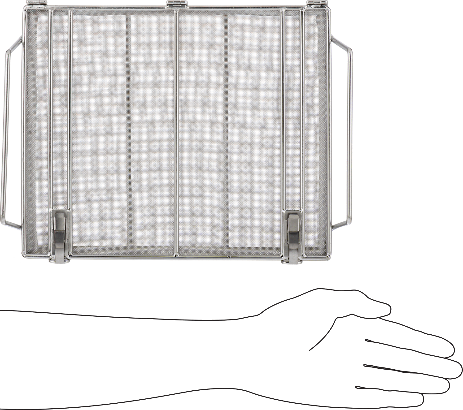 Paslanmaz Çelik Tel Dikdörtgen Parça Sepeti, Kapalı, 11“ Uzunluk x 9” Genişlik x 3" Yükseklik, 24 x 24 Mesh