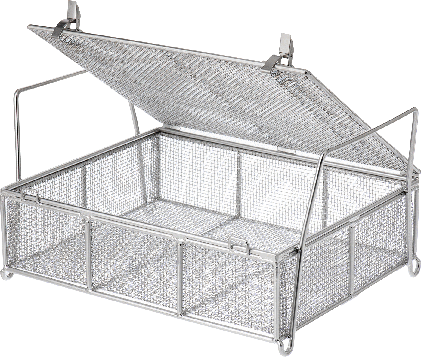 Paslanmaz Çelik Tel Dikdörtgen Parça Sepeti, Kapalı, 11“ Uzunluk x 9” Genişlik x 3" Yükseklik, 8 x 8 Örgü Boyutu
