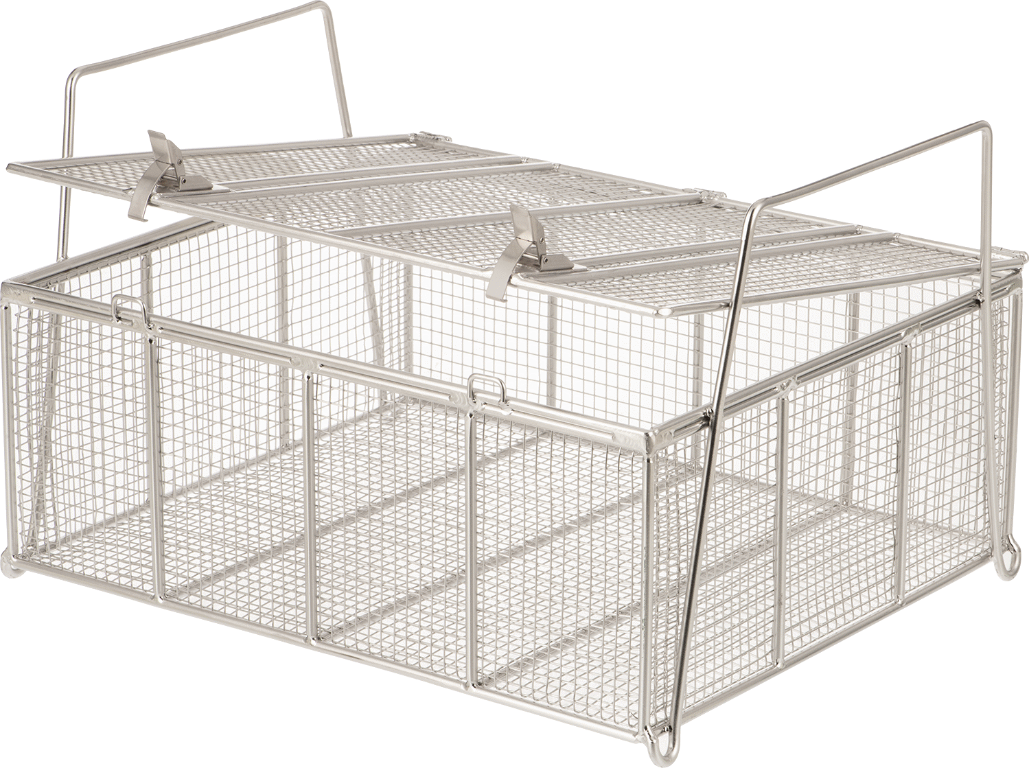 Paslanmaz Çelik Tel Dikdörtgen Parça Sepeti, Kapalı, 13“ Uzunluk x 11” Genişlik x 5" Yükseklik, 4 x 4 Örgü Boyutu
