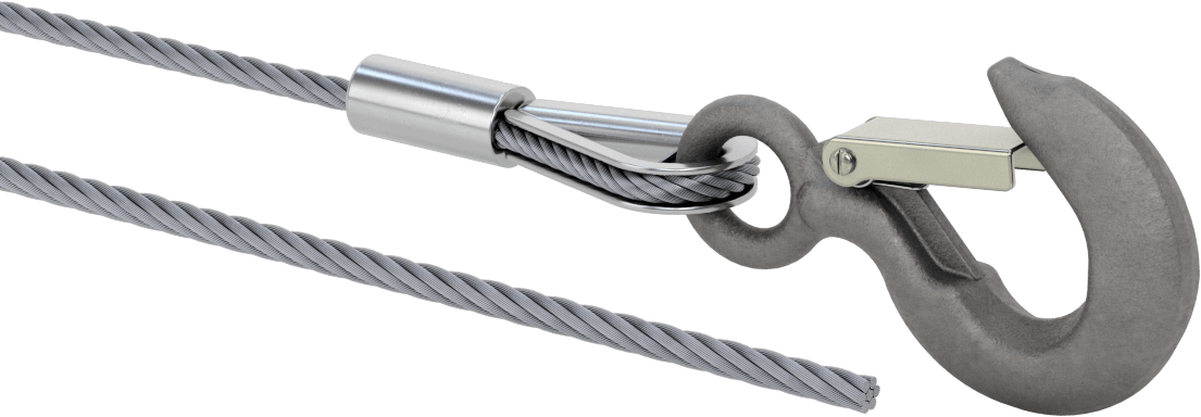Kaldırma için Kancalı Tel Halat, Ultra Esnek, Çelik, 1/4" Çap