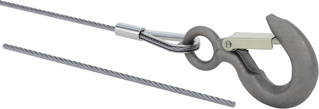 Kaldırma için Kancalı Tel Halat, Ekstra Esnek, Galvanizli Çelik, 5/32" Çap
