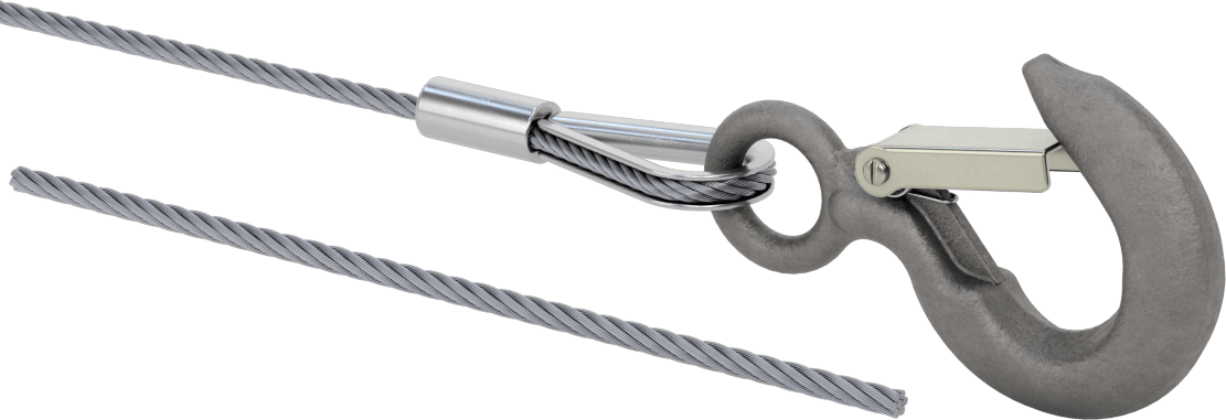 Kaldırma için Kancalı Tel Halat, Ekstra Esnek, Galvanizli Çelik, 3/16" Çap