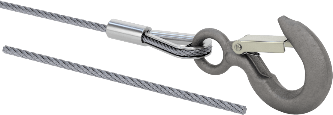 Kaldırma için Kancalı Tel Halat, Ekstra Esnek, Galvanizli Çelik, 7/32" Çap