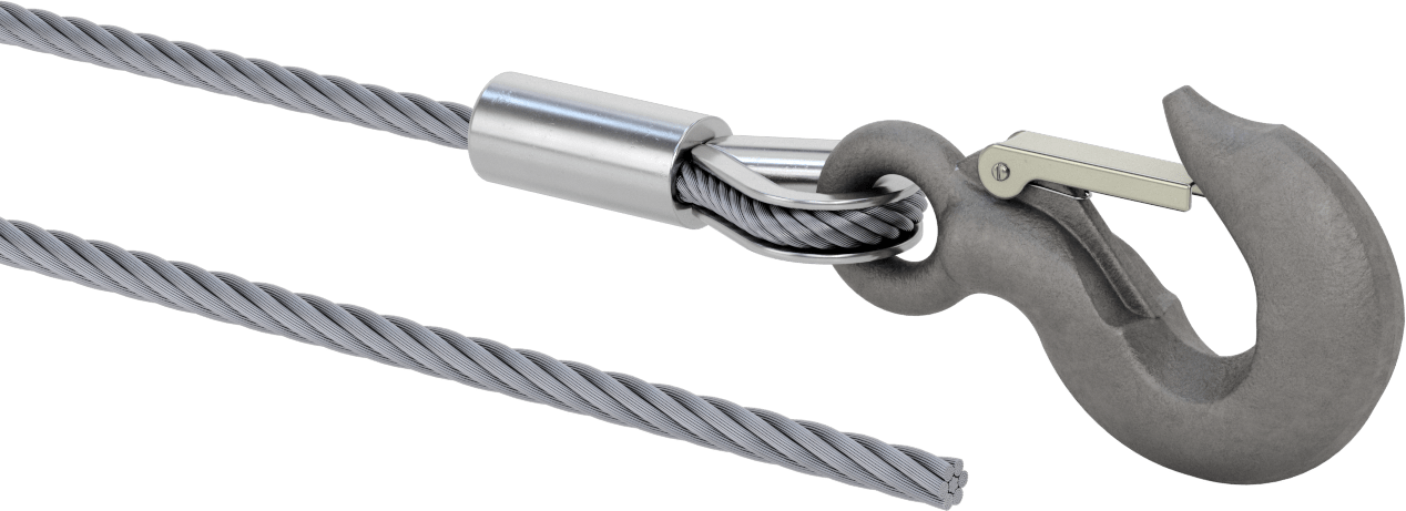 Kaldırma için Kancalı Tel Halat, Ultra Esnek, Çelik, 1/2" Çap