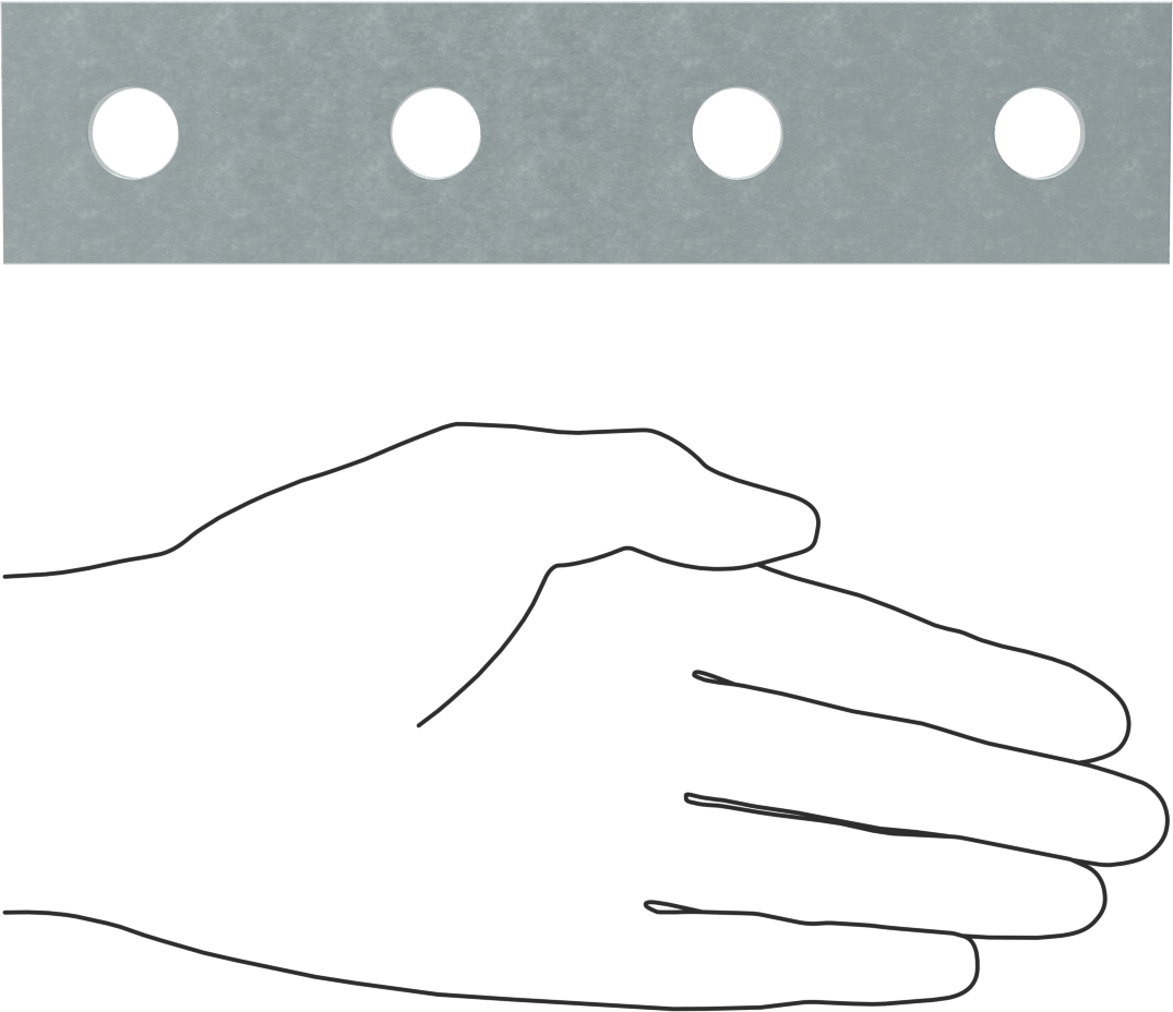 Strut Kanalı Braketi, Düz, Çinko Kaplı Çelik, 7-1/4" Uzunluk
